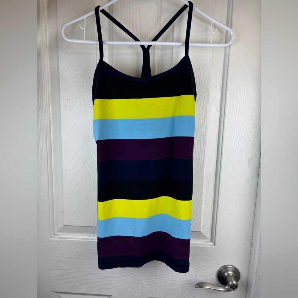 Lululemon Energy Tank Slalom Stripe Inkwell / Inkwell / Green Bean Size 12